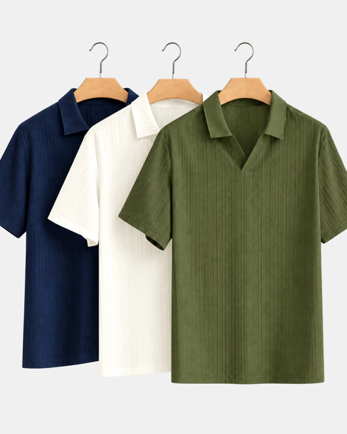 3-Pack Textured Short-Sleeve Polo Shirts - photo 1