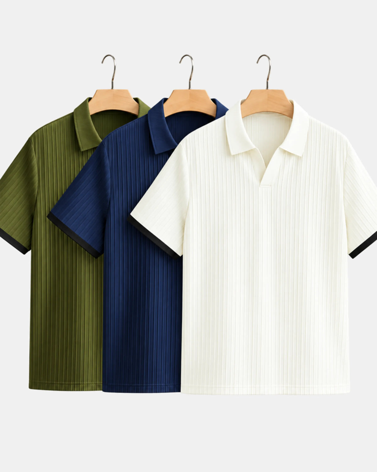 3-Pack Textured Short-Sleeve Polo Shirts - photo 2