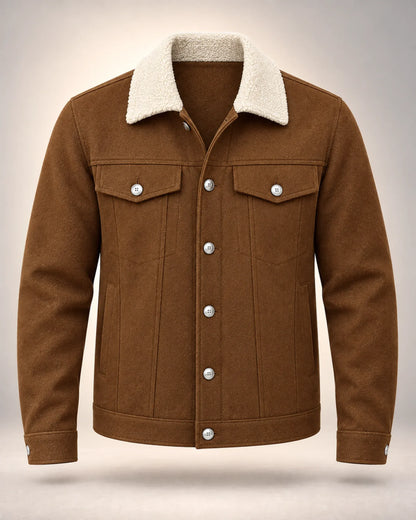 Borg-Collar Button-Front Jacket with Chest Pockets - photo 1