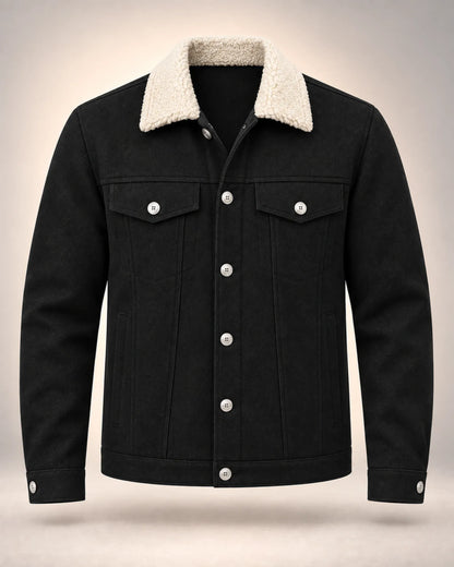 Borg-Collar Button-Front Jacket with Chest Pockets - photo 2