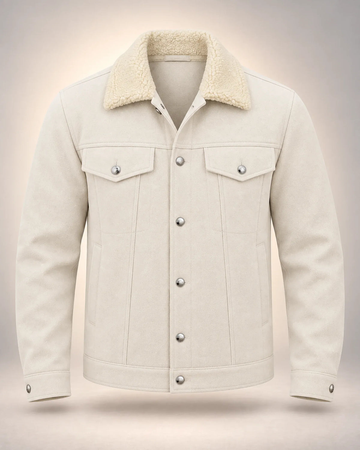 Borg-Collar Button-Front Jacket with Chest Pockets - photo 3