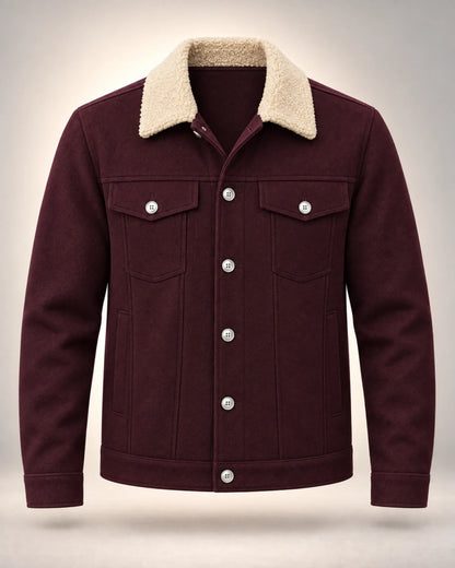 Borg-Collar Button-Front Jacket with Chest Pockets - photo 4