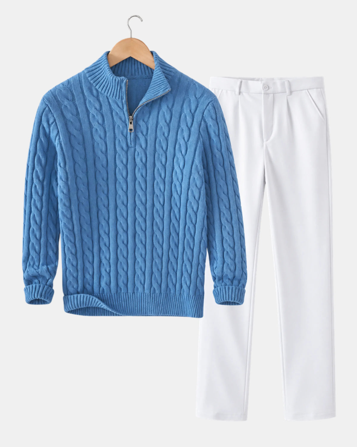 Cable-Knit Half-Zip Jumper and Tailored Trouser Co-Ord Set - photo 1