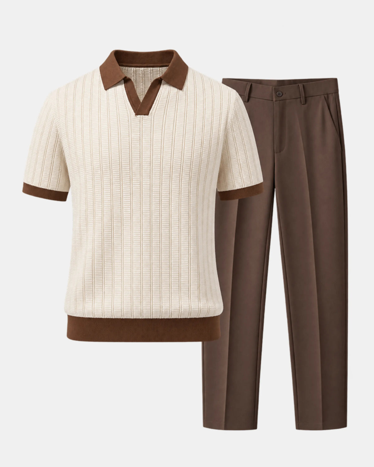 Johnny Collar Knit Polo and Tapered Trouser Set - photo 1