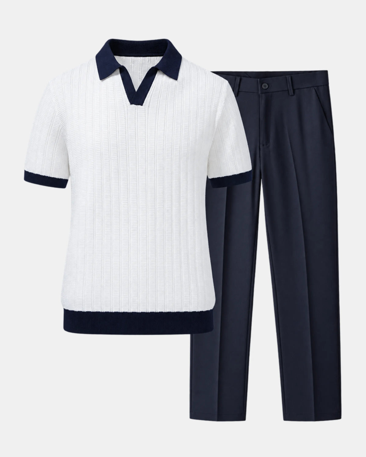 Johnny Collar Knit Polo and Tapered Trouser Set - photo 2