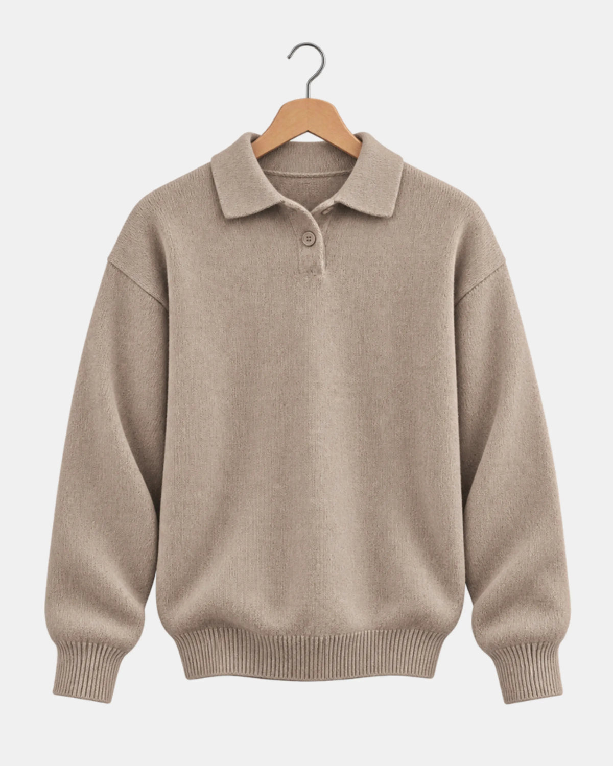 Knitted Polo-Collar Jumper with Button Placket - photo 1