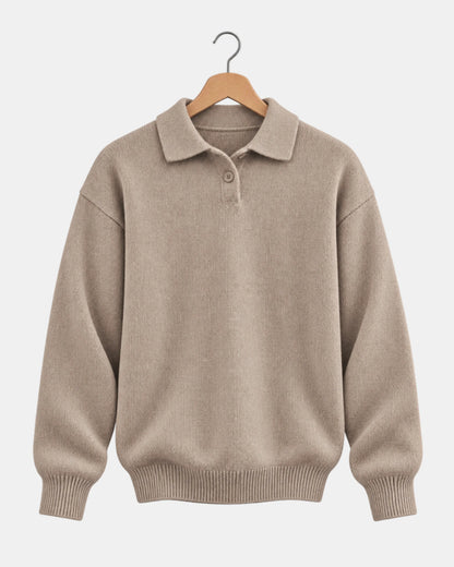 Knitted Polo-Collar Jumper with Button Placket - photo 1
