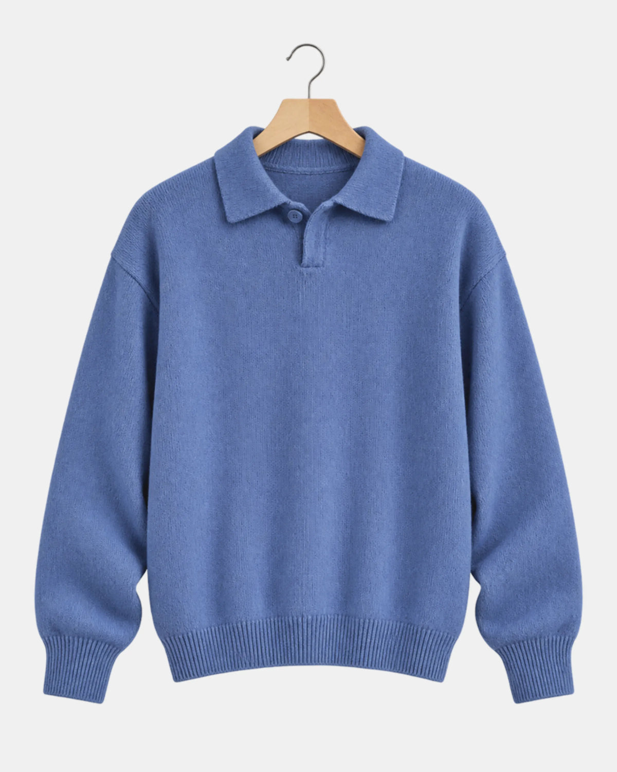 Knitted Polo-Collar Jumper with Button Placket - photo 2