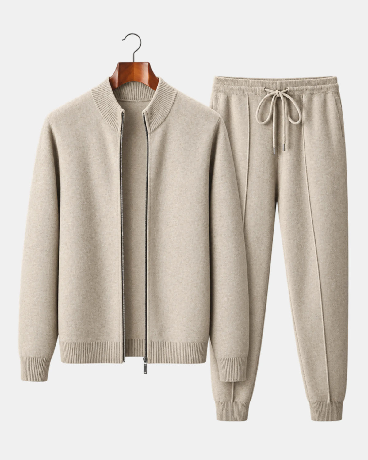 Knitted Zip-Through Cardigan and Jogger Set - photo 1