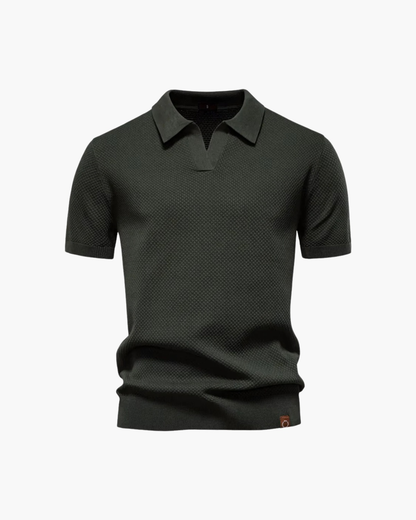 Lightweight Knitted Polo Shirt with V-Neck - photo 3