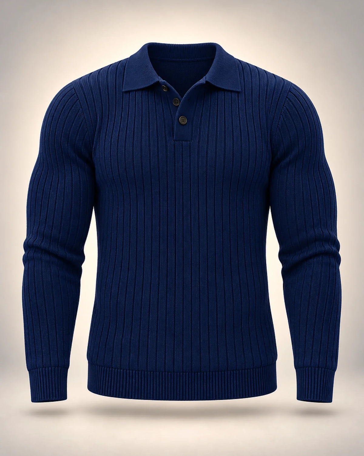 Long-Sleeve Ribbed Polo Shirt - photo 1