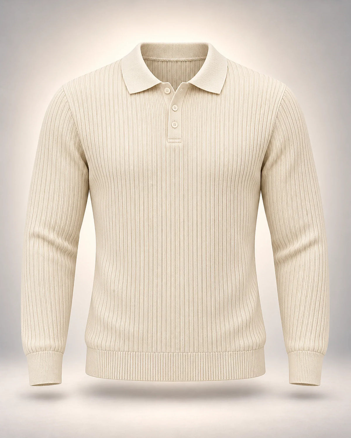 Long-Sleeve Ribbed Polo Shirt - photo 3