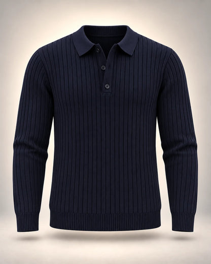 Long-Sleeve Ribbed Polo Shirt - photo 4