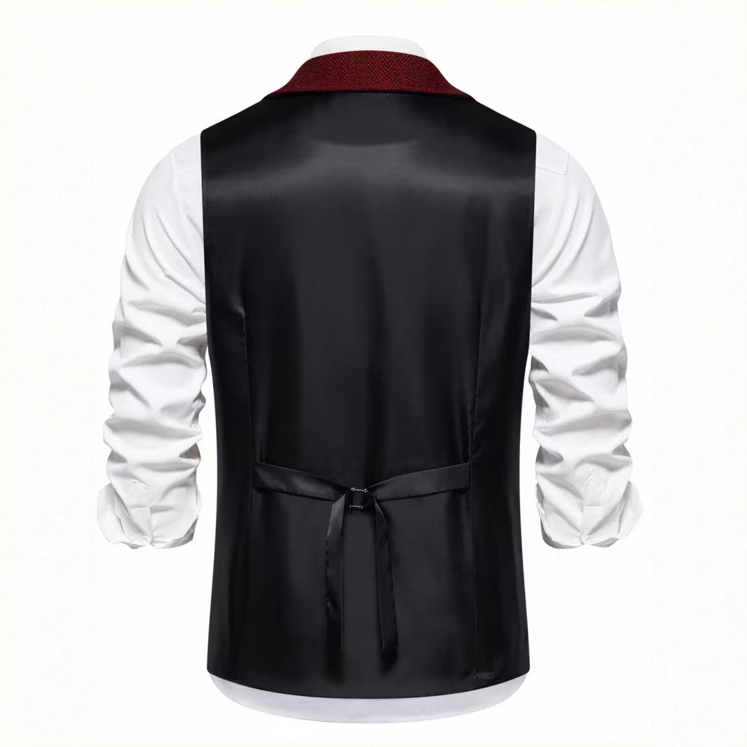 Men's Single-Breasted Herringbone Waistcoat with Chain Detail - photo 12