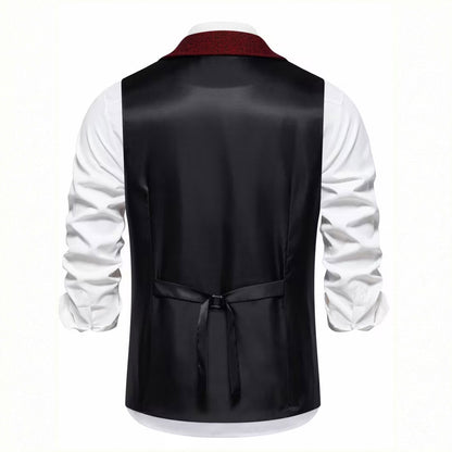 Men's Single-Breasted Herringbone Waistcoat with Chain Detail - photo 12