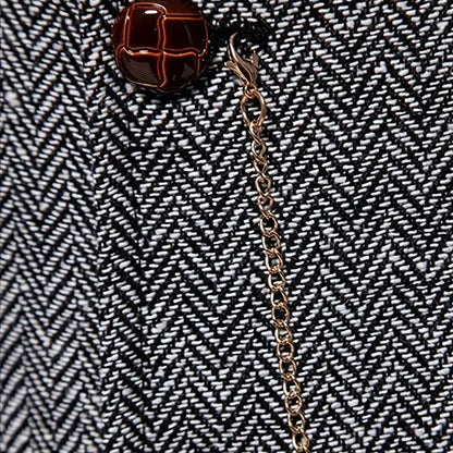 Men's Single-Breasted Herringbone Waistcoat with Chain Detail - photo 17