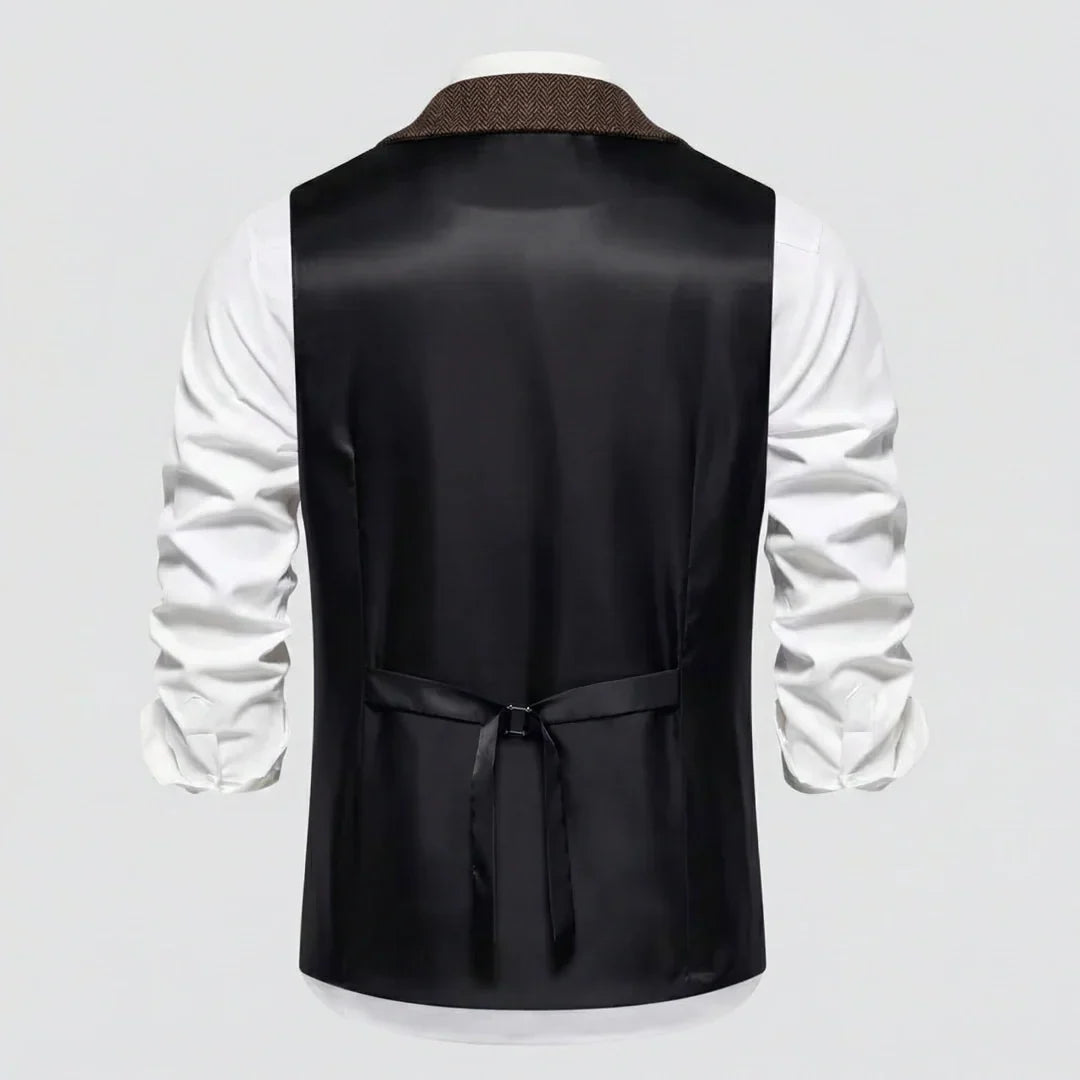 Men's Single-Breasted Herringbone Waistcoat with Chain Detail - photo 20