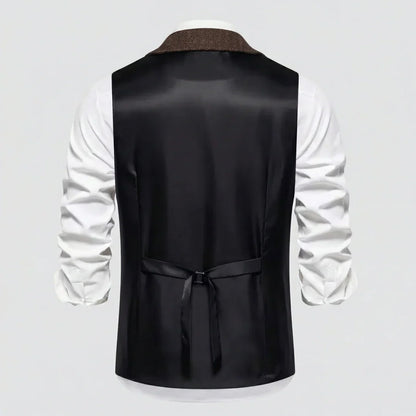 Men's Single-Breasted Herringbone Waistcoat with Chain Detail - photo 20