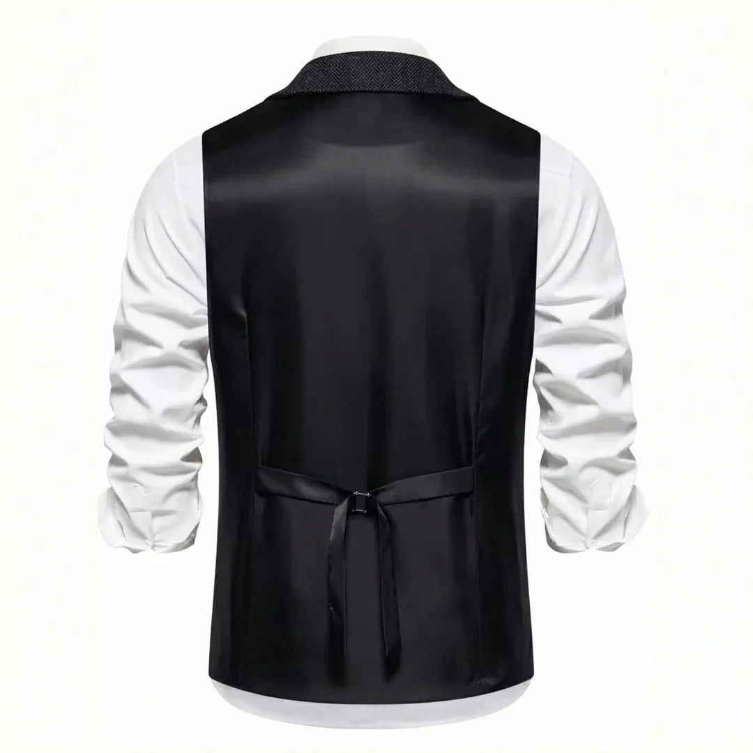 Men's Single-Breasted Herringbone Waistcoat with Chain Detail - photo 24
