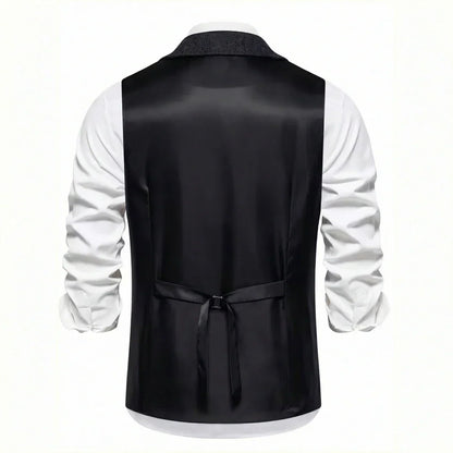 Men's Single-Breasted Herringbone Waistcoat with Chain Detail - photo 24
