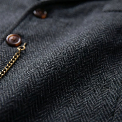 Men's Single-Breasted Herringbone Waistcoat with Chain Detail - photo 25