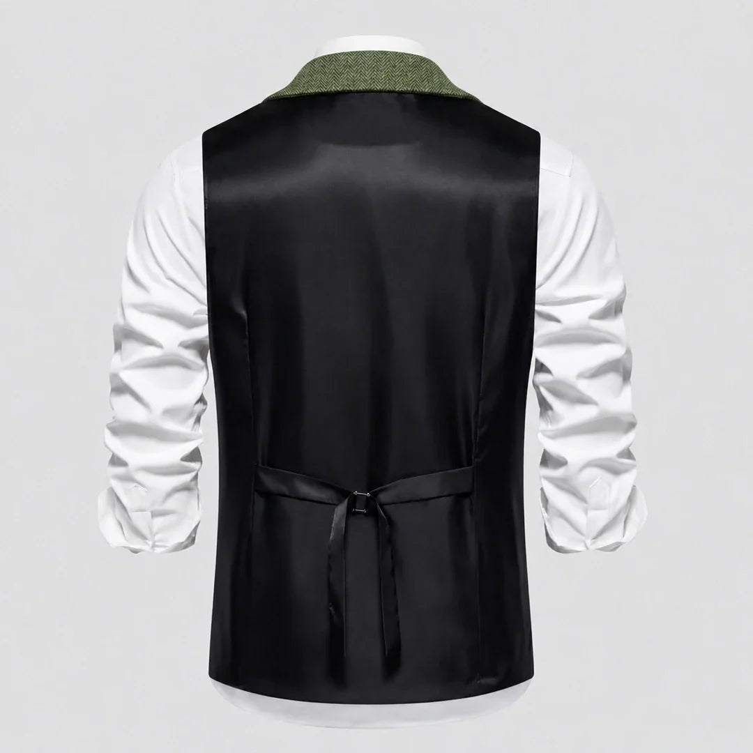 Men's Single-Breasted Herringbone Waistcoat with Chain Detail - photo 28