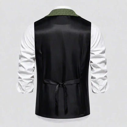 Men's Single-Breasted Herringbone Waistcoat with Chain Detail - photo 28