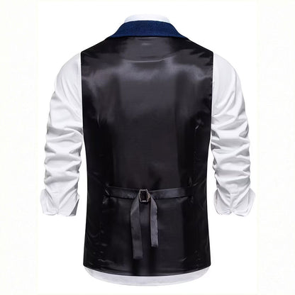 Men's Single-Breasted Herringbone Waistcoat with Chain Detail - photo 7