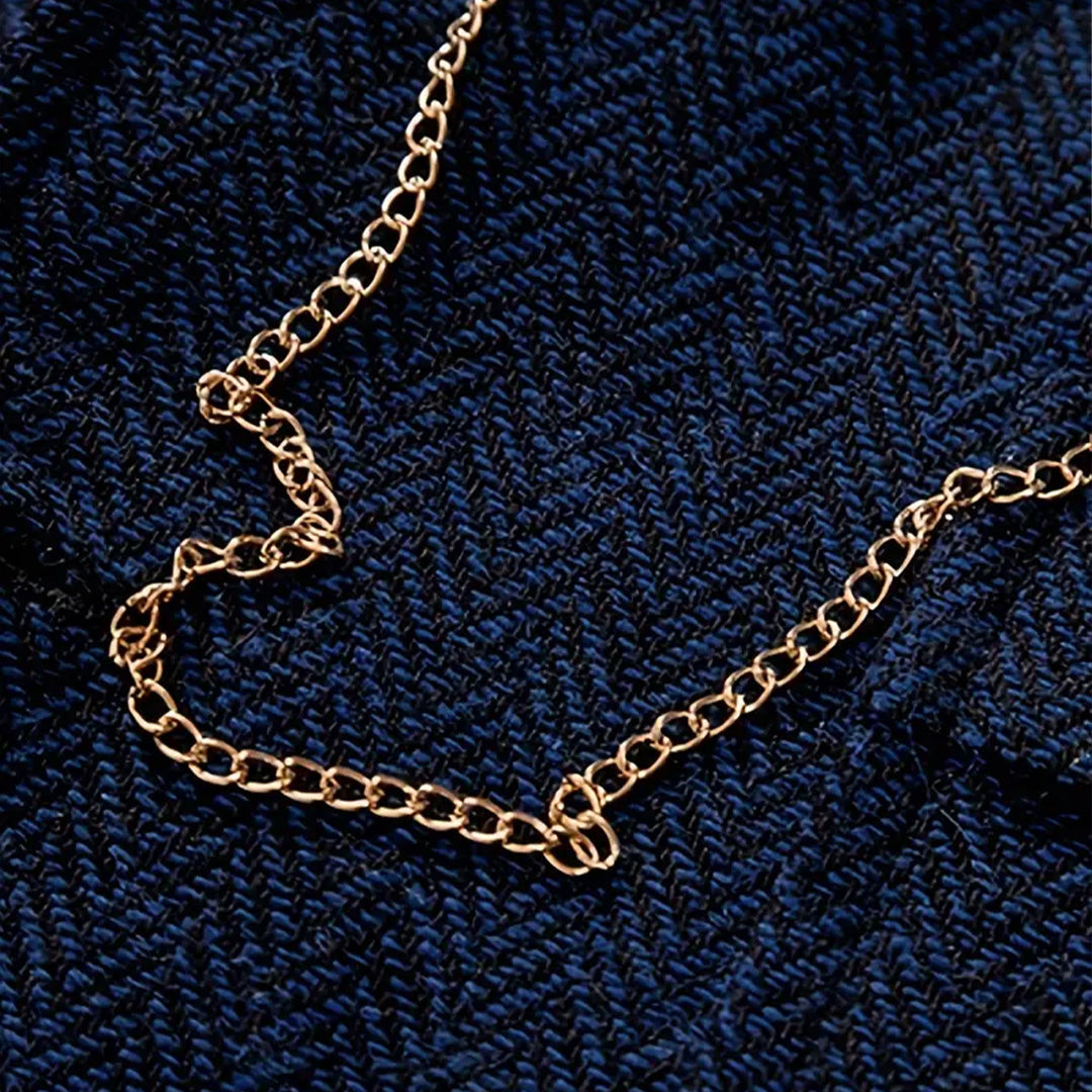 Men's Single-Breasted Herringbone Waistcoat with Chain Detail - photo 9