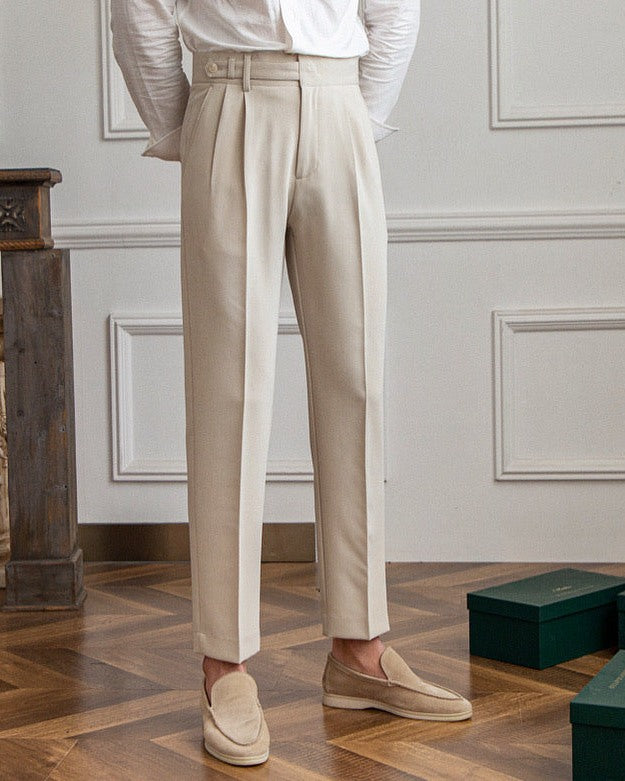 Pleated High-Waist Wide-Leg Trousers - photo 1
