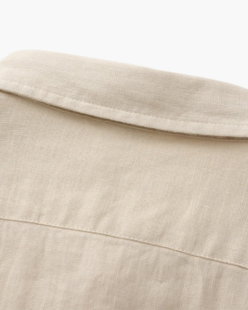 Relaxed Long-Sleeve Linen Shirt with Chest Pocket - photo 2