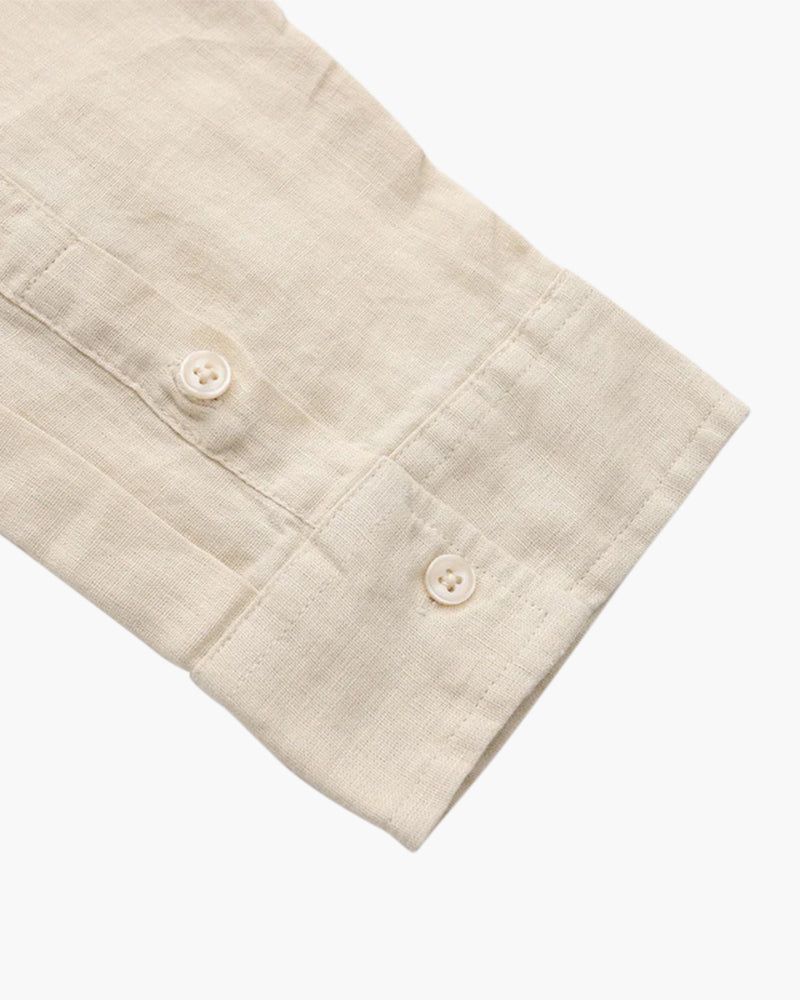 Relaxed Long-Sleeve Linen Shirt with Chest Pocket - photo 3