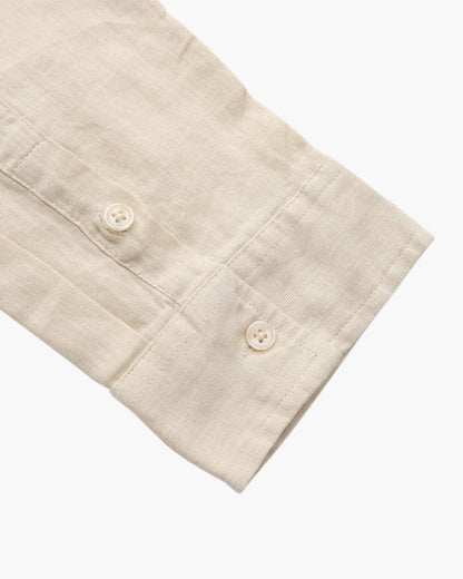 Relaxed Long-Sleeve Linen Shirt with Chest Pocket - photo 3