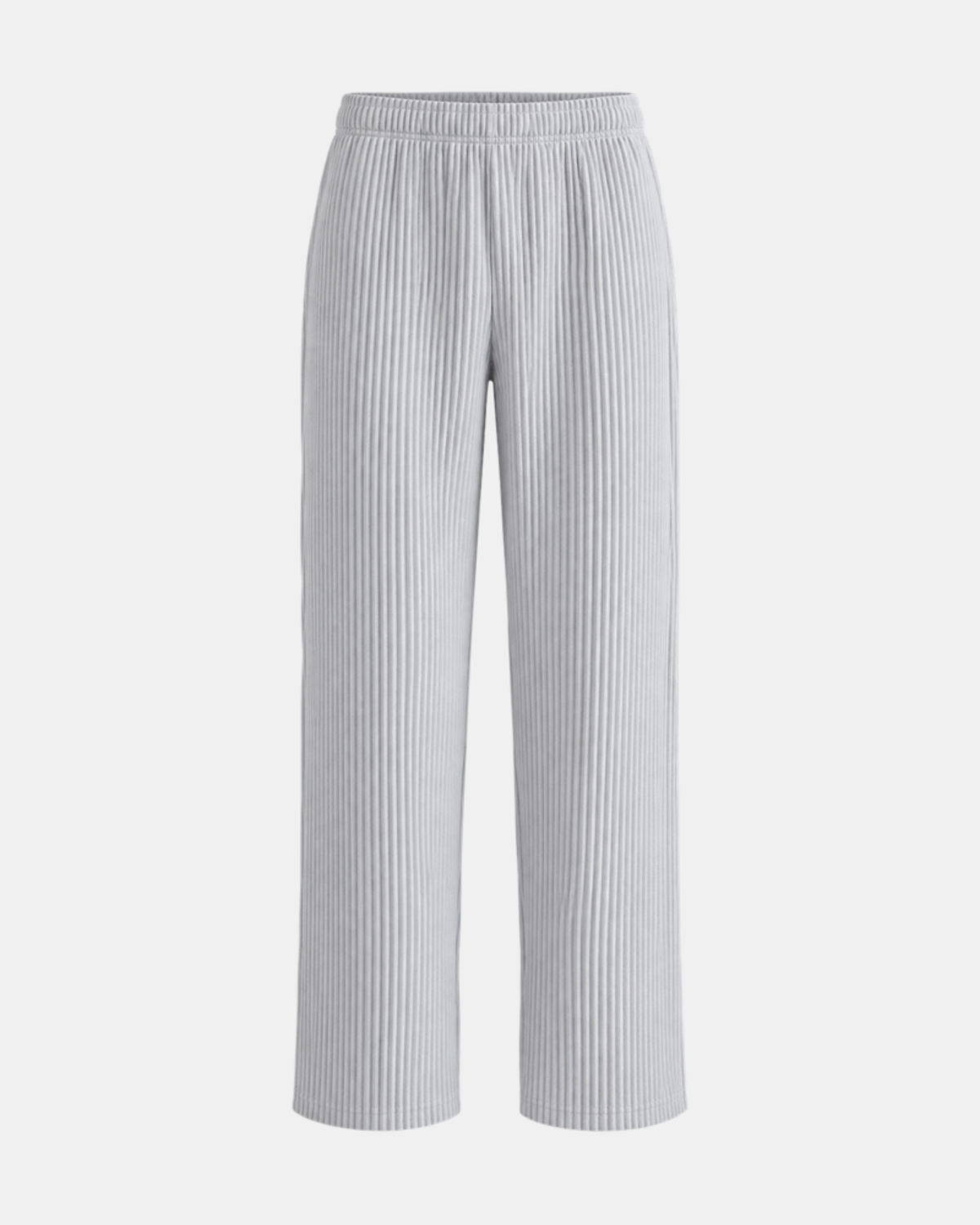 Ribbed Wide-Leg Trousers with Elasticated Waist - photo 1
