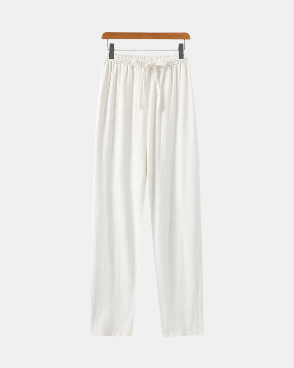 Straight-Leg Linen Drawstring Trousers - photo 1