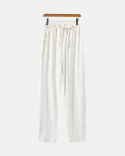 Straight-Leg Linen Drawstring Trousers - photo 1