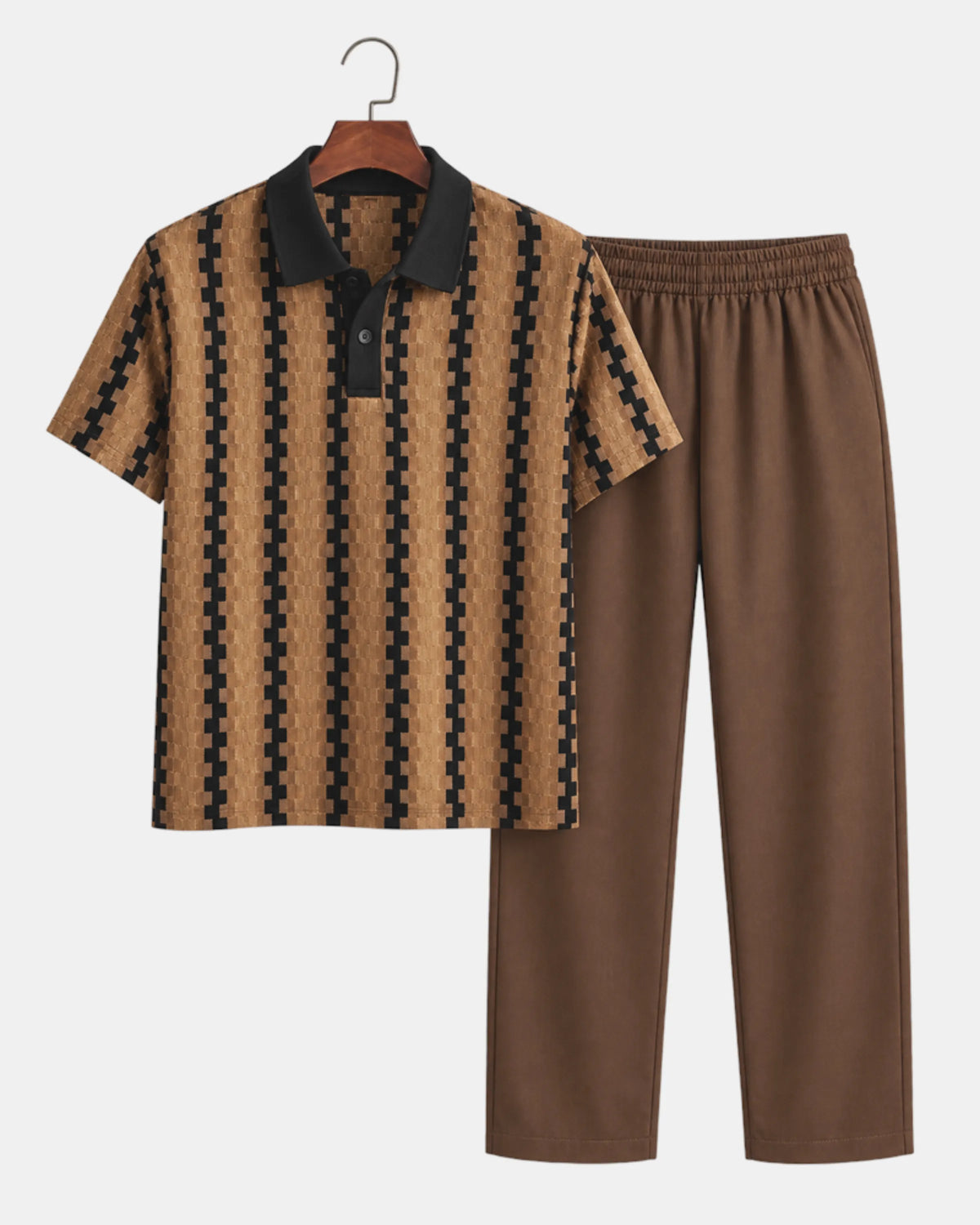 Textured Knitted Polo and Drawstring Trouser Co-Ord Set - photo 1