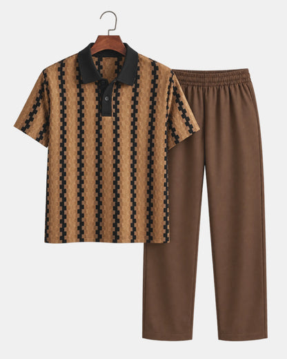 Textured Knitted Polo and Drawstring Trouser Co-Ord Set - photo 1