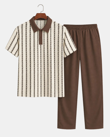 Textured Knitted Polo and Drawstring Trouser Co-Ord Set - photo 2