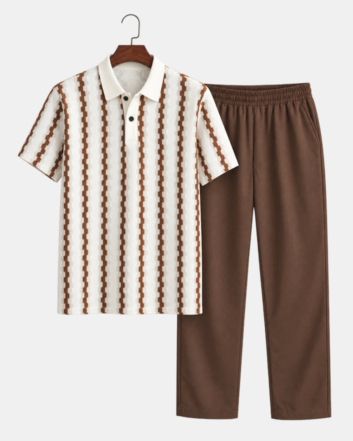Textured Knitted Polo and Drawstring Trouser Co-Ord Set - photo 3