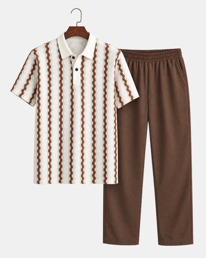 Textured Knitted Polo and Drawstring Trouser Co-Ord Set - photo 3