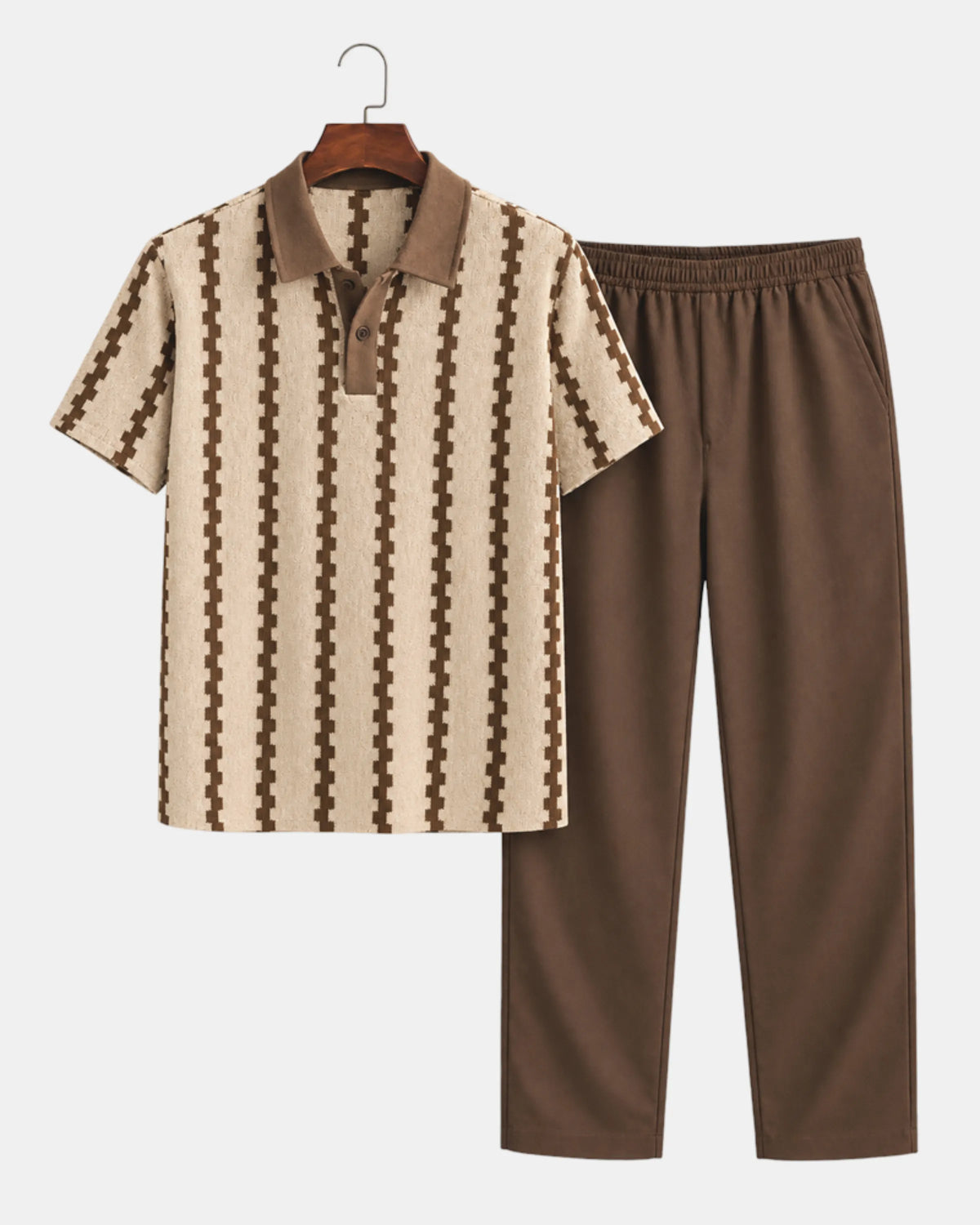 Textured Knitted Polo and Drawstring Trouser Co-Ord Set - photo 4