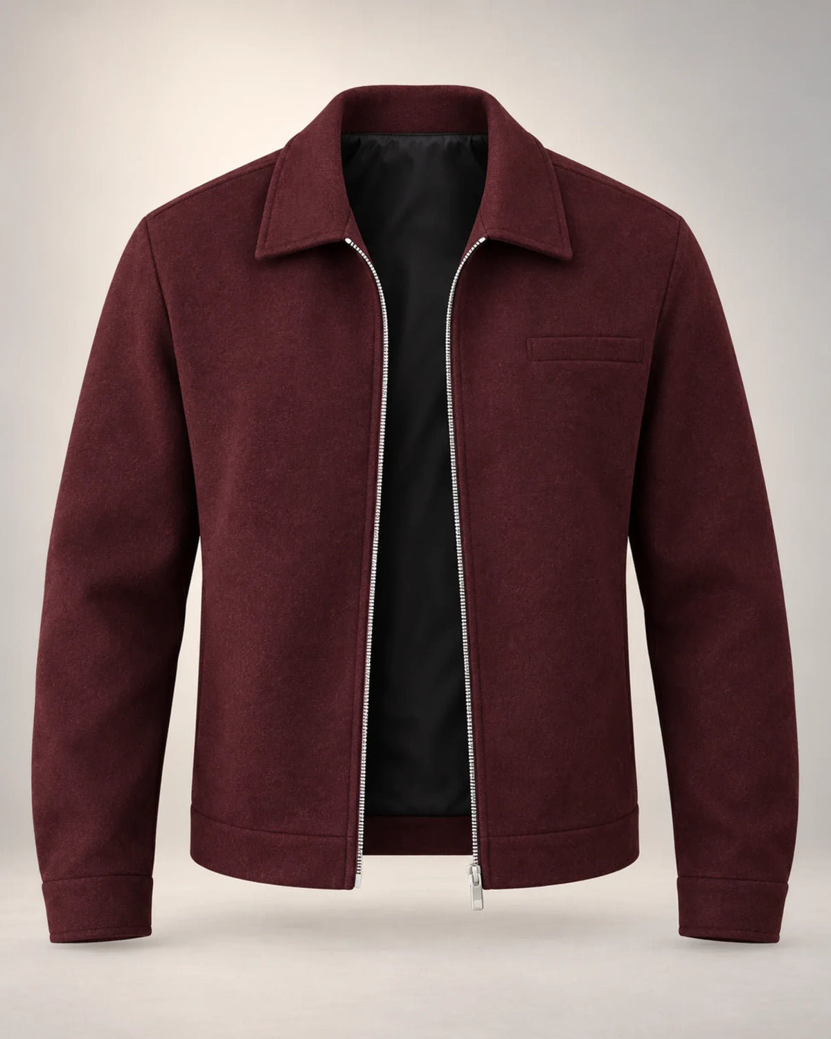Tweed-Style Zip Jacket with Collar and Chest Pocket - photo 1