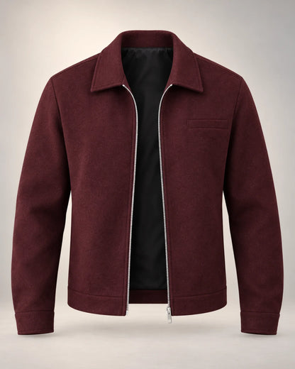 Tweed-Style Zip Jacket with Collar and Chest Pocket - photo 1