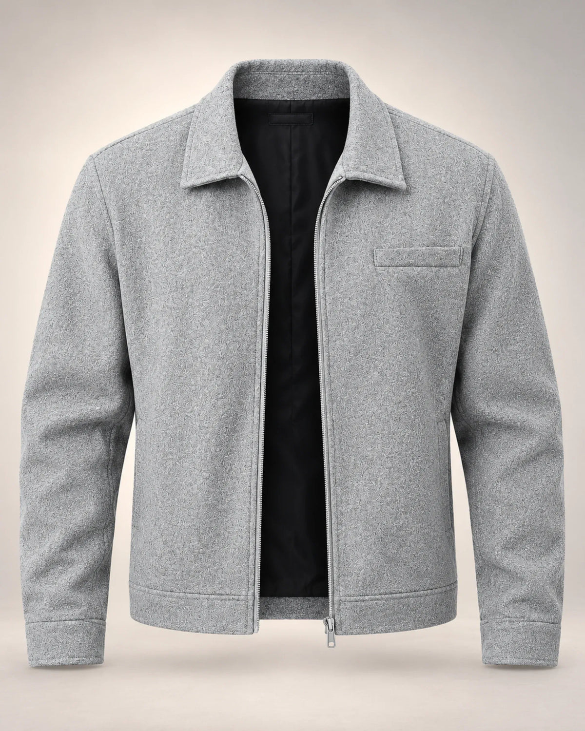 Tweed-Style Zip Jacket with Collar and Chest Pocket - photo 2
