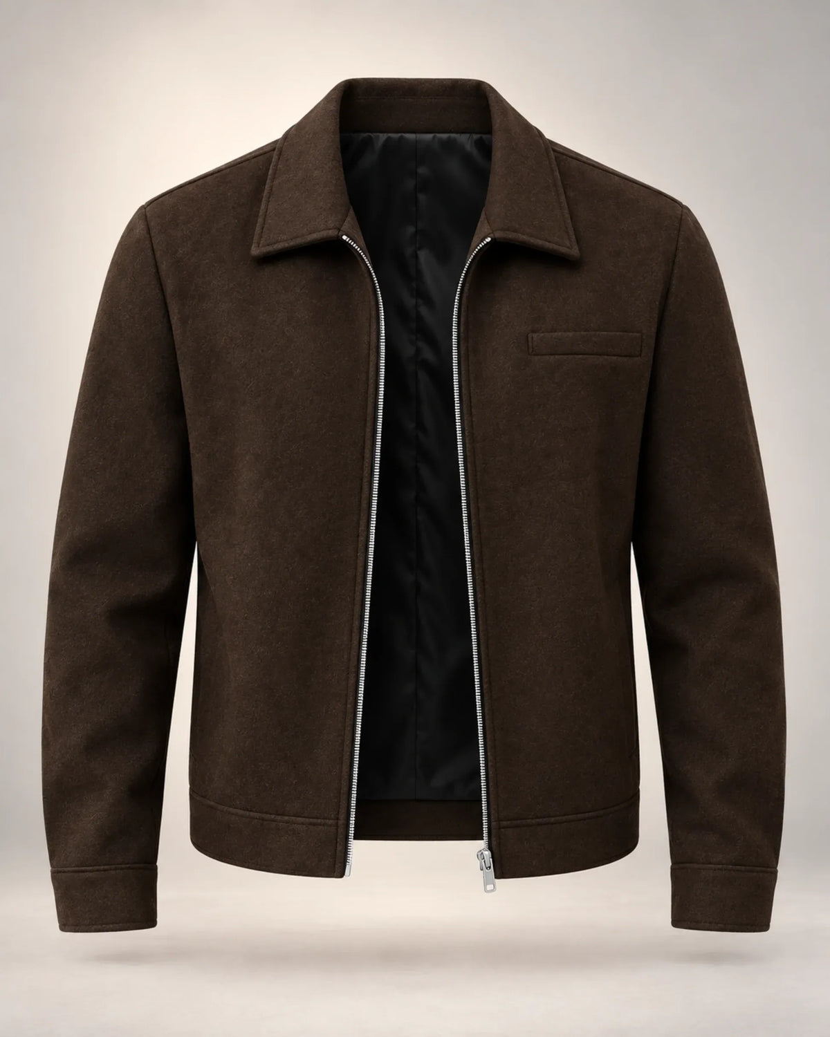 Tweed-Style Zip Jacket with Collar and Chest Pocket - photo 3