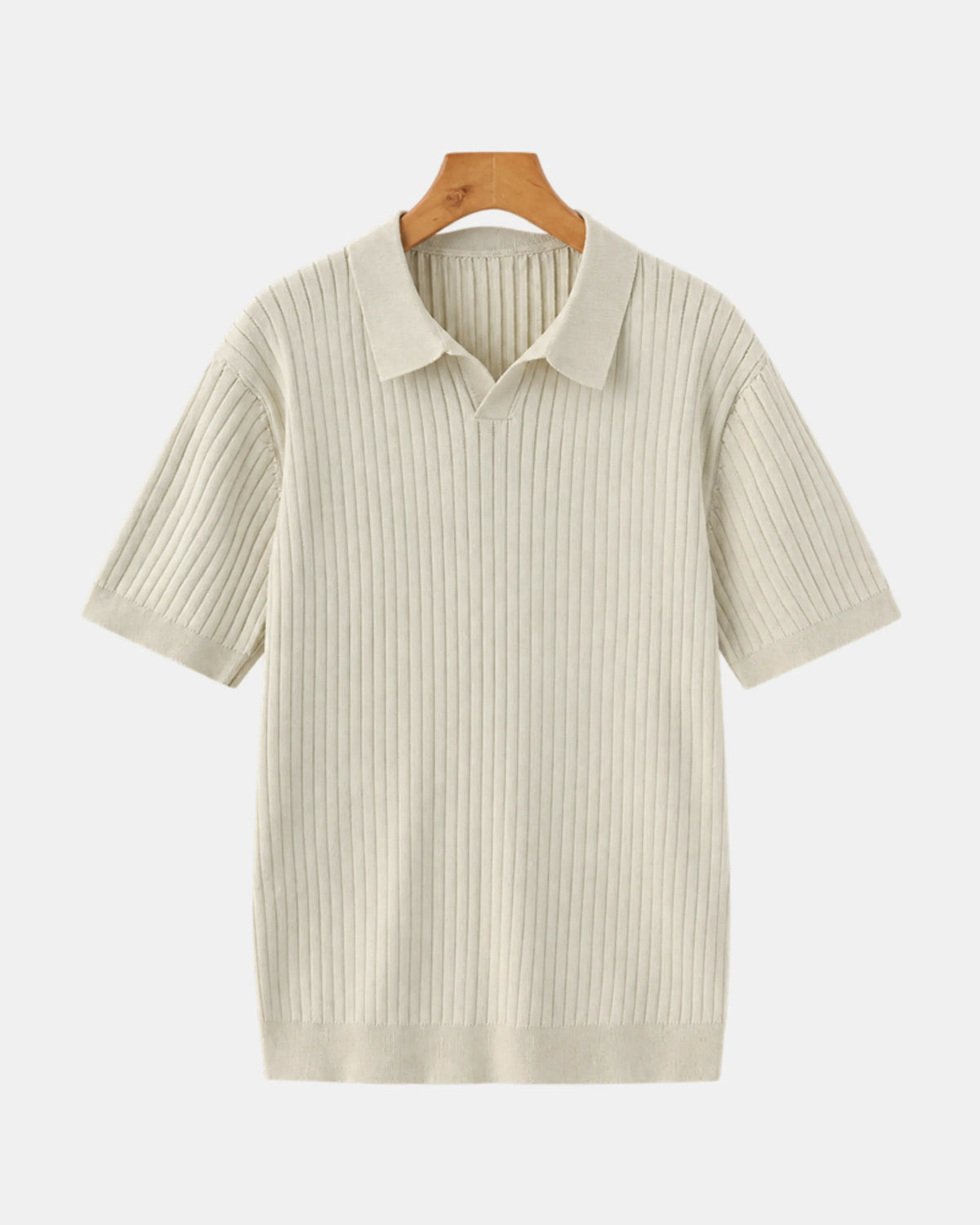Vertical Ribbed Knit Polo Shirt - photo 1