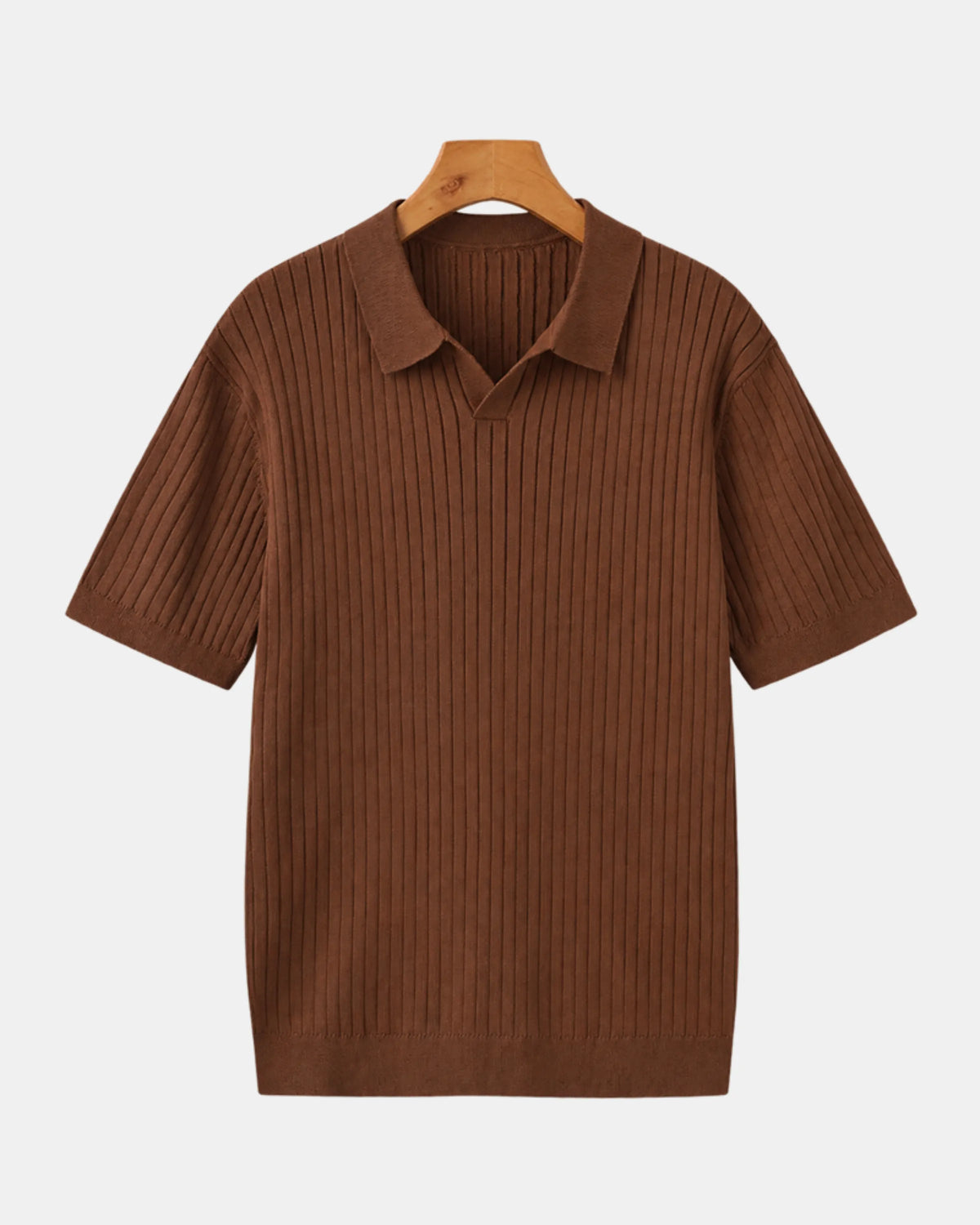 Vertical Ribbed Knit Polo Shirt - photo 2