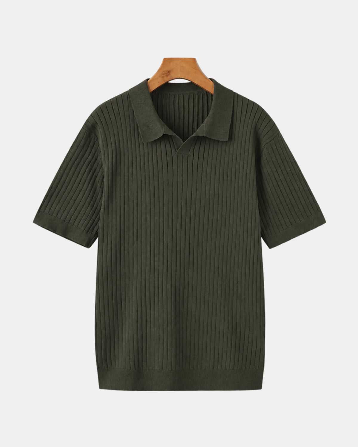 Vertical Ribbed Knit Polo Shirt - photo 3